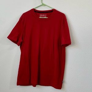 Red Mens V-Neck Eddie Bauer T-Shirt